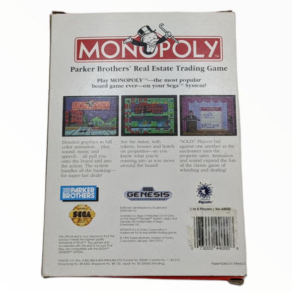 Monopoly (Sega Genesis) - Complete in Box (Parker Brothers, 1992) Tested Works - Picture 7 of 11
